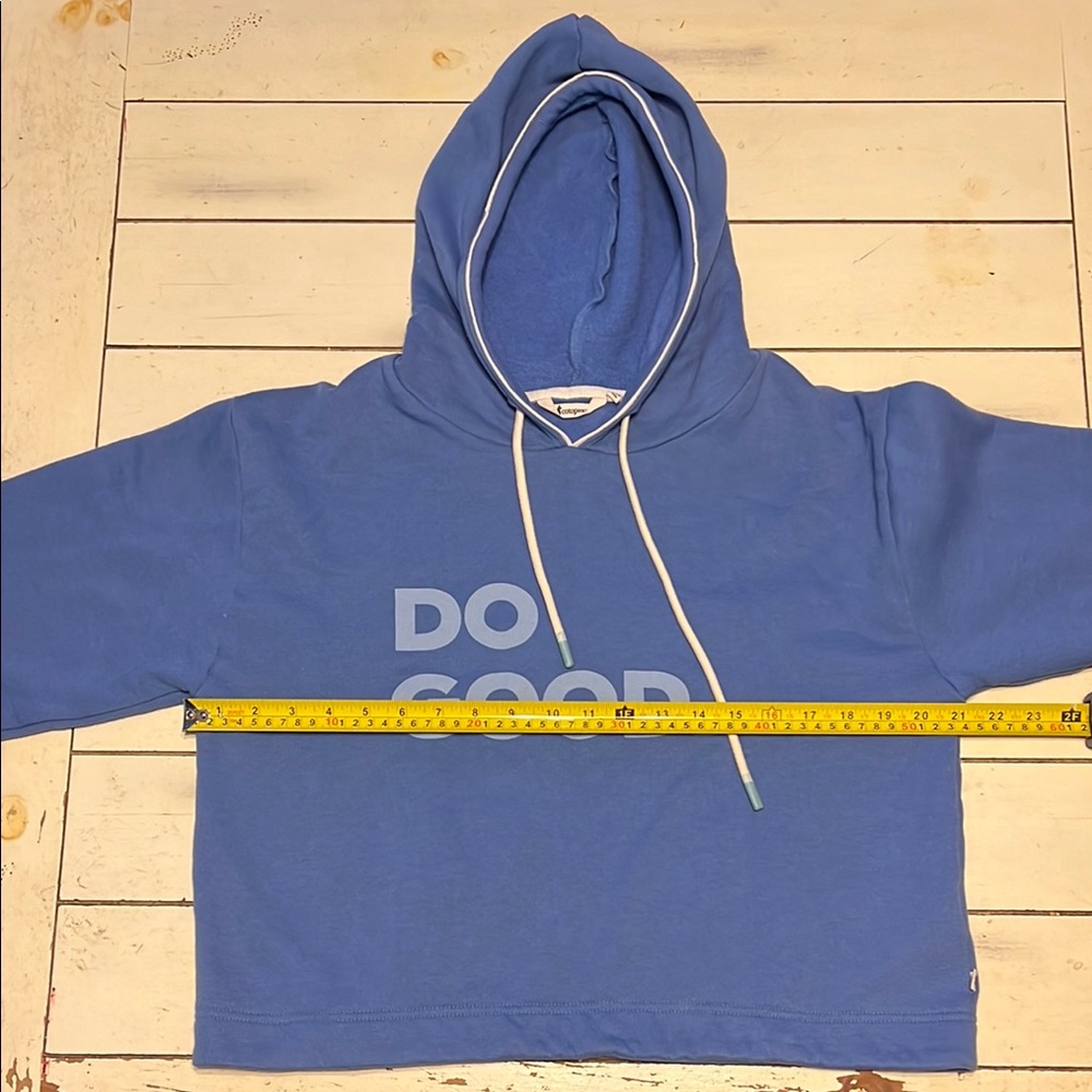 Cotopaxi Blue Sweater with Drawstring Hood